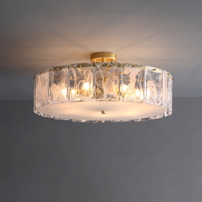 Contemporary Ceiling Lamp Simple Flush Mount Light Fixture with Glass Shade for Bedroom