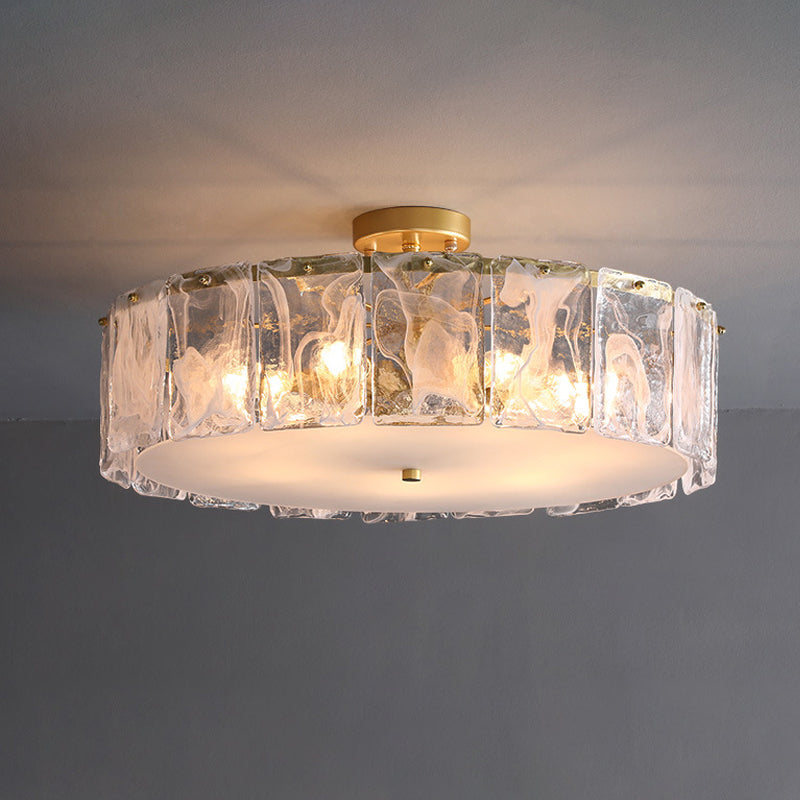 Contemporary Ceiling Lamp Simple Flush Mount Light Fixture with Glass Shade for Bedroom