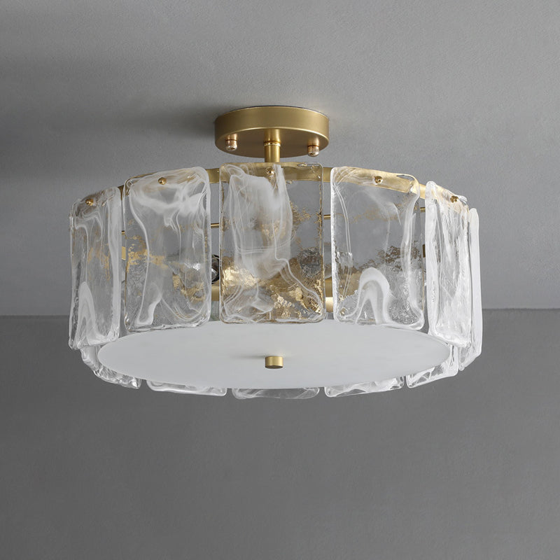 Contemporary Ceiling Lamp Simple Flush Mount Light Fixture with Glass Shade for Bedroom