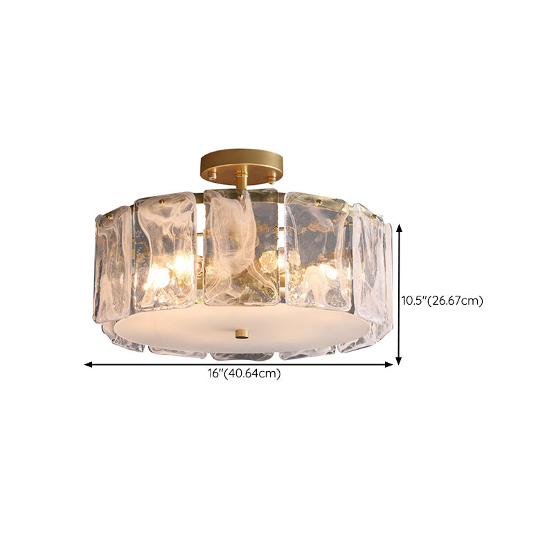 Contemporary Ceiling Lamp Simple Flush Mount Light Fixture with Glass Shade for Bedroom