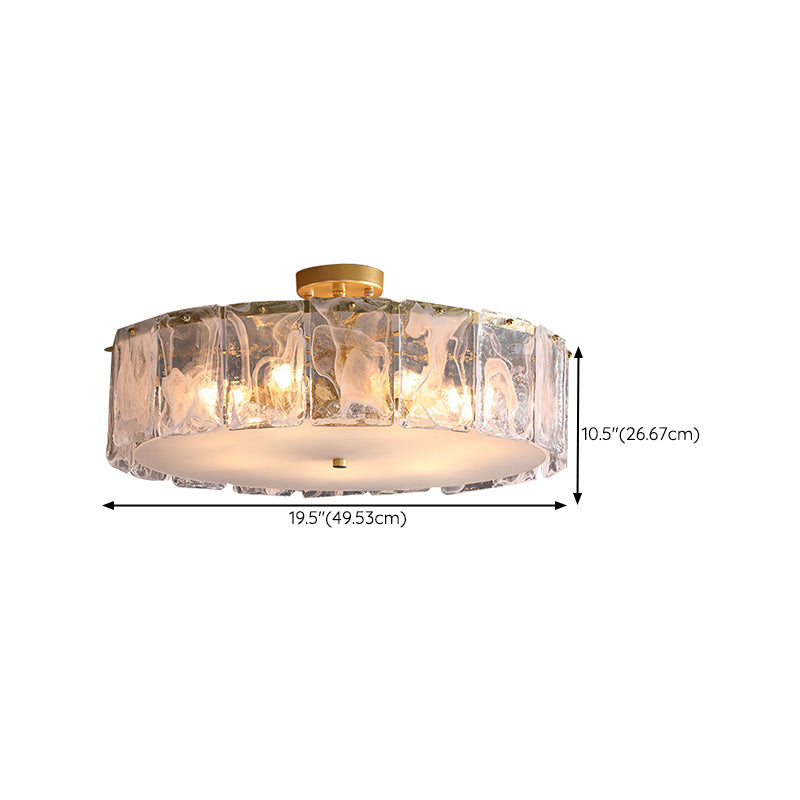Contemporary Ceiling Lamp Simple Flush Mount Light Fixture with Glass Shade for Bedroom