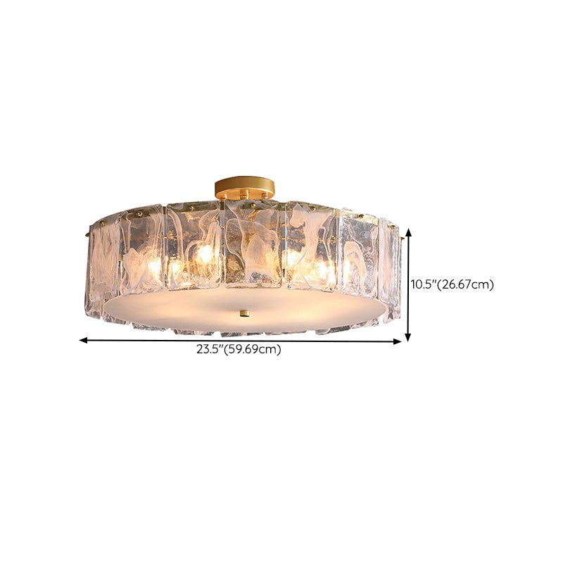 Contemporary Ceiling Lamp Simple Flush Mount Light Fixture with Glass Shade for Bedroom