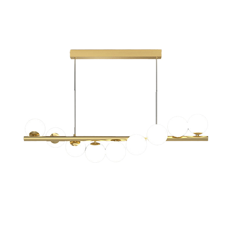 Ball Shape Glass Island Chandelier Modern Style Multi Lights Island Ceiling Light in Gold