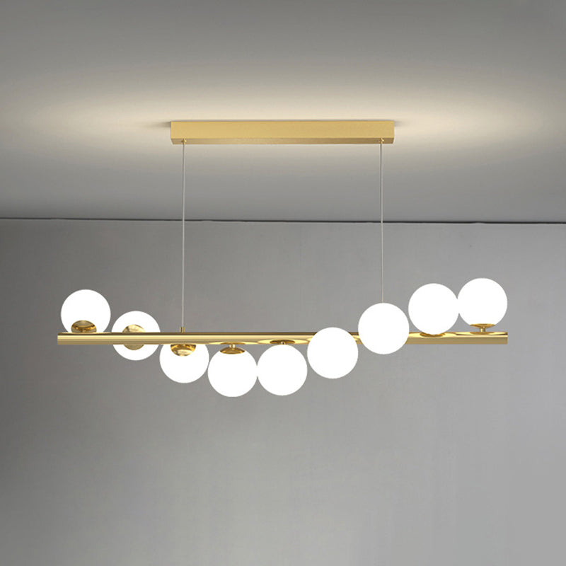 Ball Shape Glass Island Chandelier Modern Style Multi Lights Island Ceiling Light in Gold
