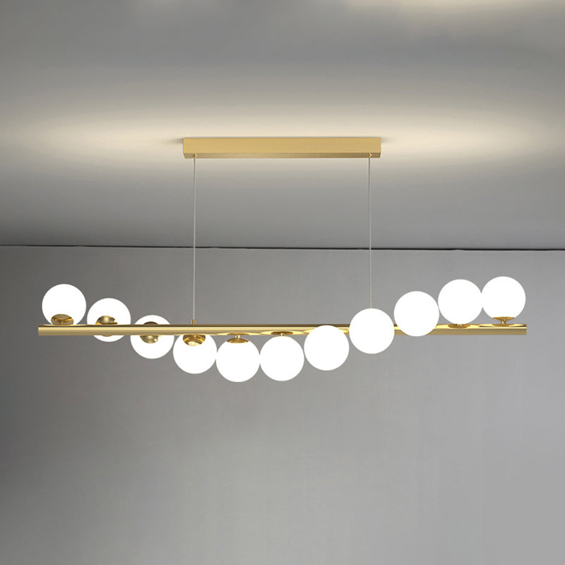 Ball Shape Glass Island Chandelier Modern Style Multi Lights Island Ceiling Light in Gold