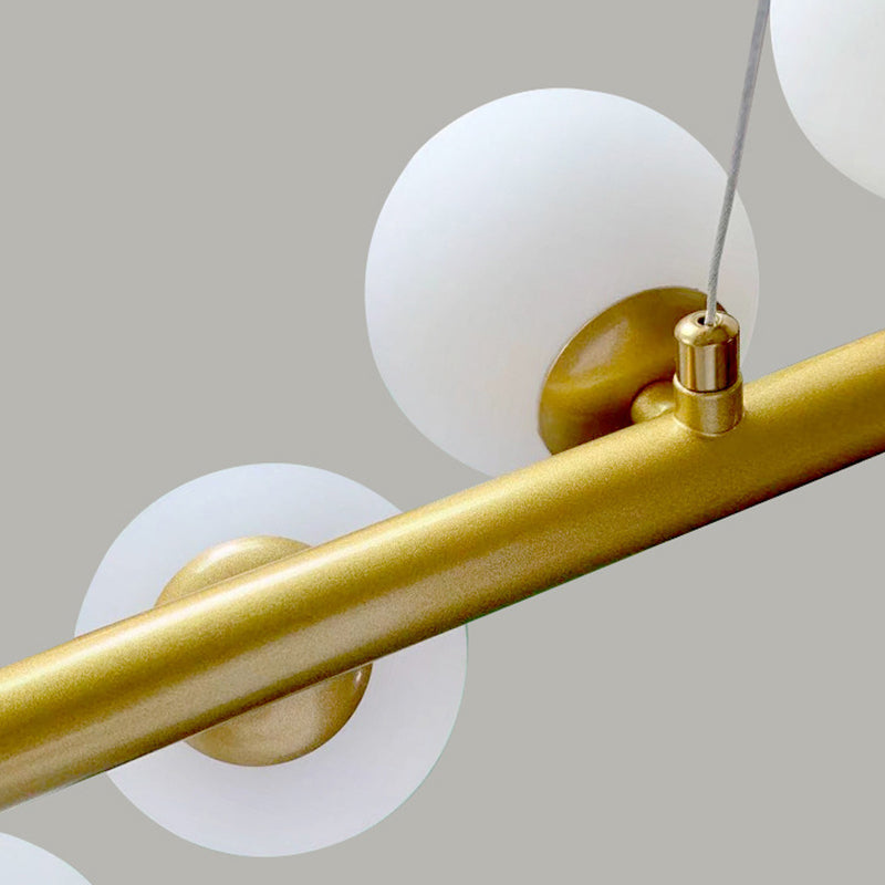 Ball Shape Glass Island Chandelier Modern Style Multi Lights Island Ceiling Light in Gold
