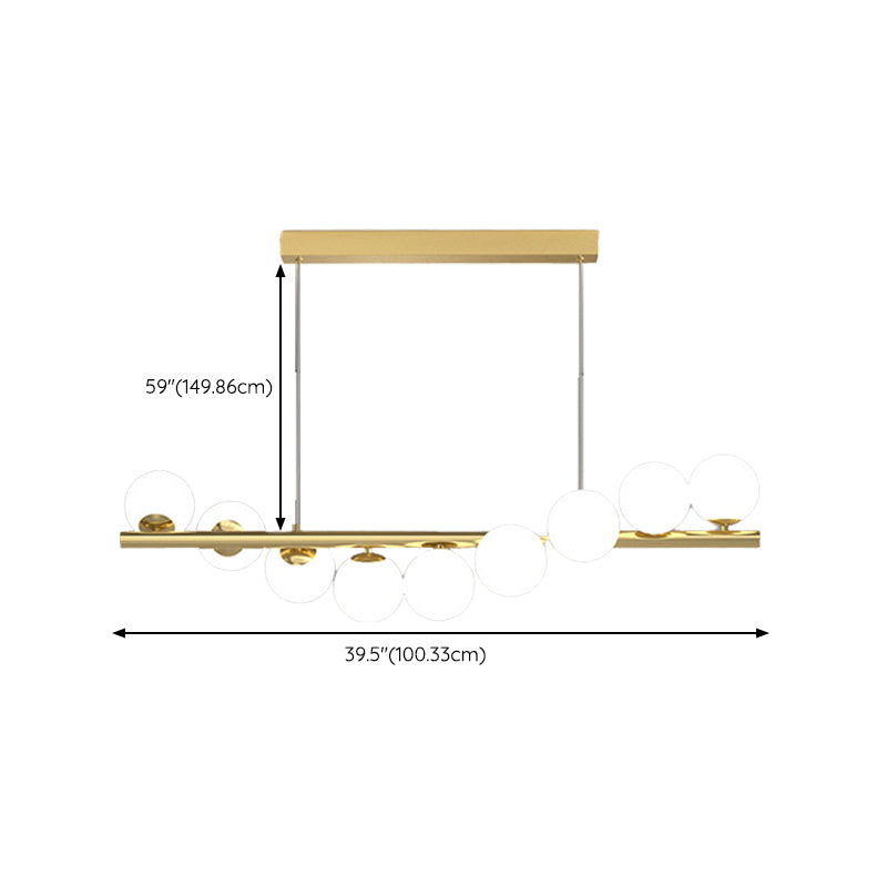 Ball Shape Glass Island Chandelier Modern Style Multi Lights Island Ceiling Light in Gold