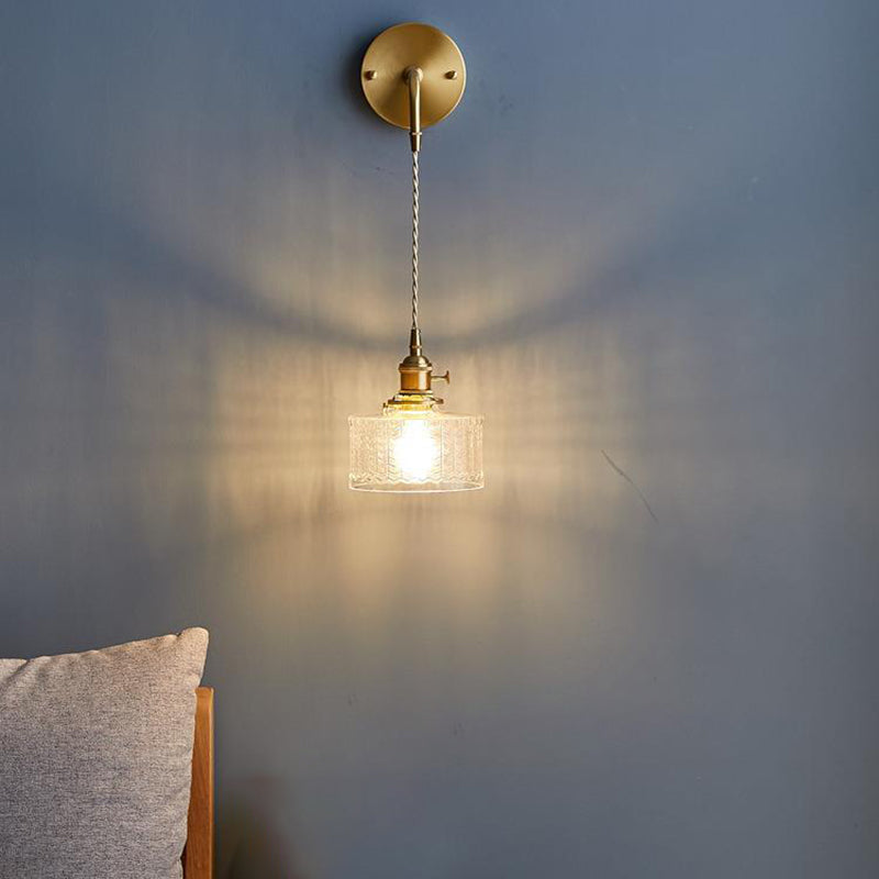 Glass Geometric Shape Wall Lighting Industrial Style 1 Light Wall Light Sconce in Gold