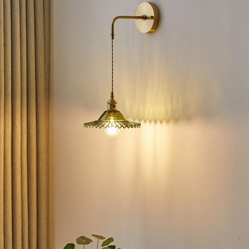 Glass Geometric Shape Wall Lighting Industrial Style 1 Light Wall Light Sconce in Gold