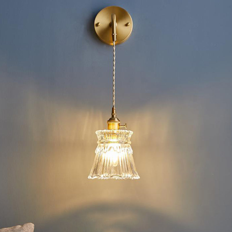 Glass Geometric Shape Wall Lighting Industrial Style 1 Light Wall Light Sconce in Gold