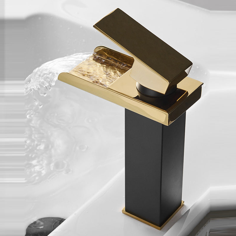 Waterfall Spout Vessel Sink Faucet Lever Handle Square Vessel Faucet