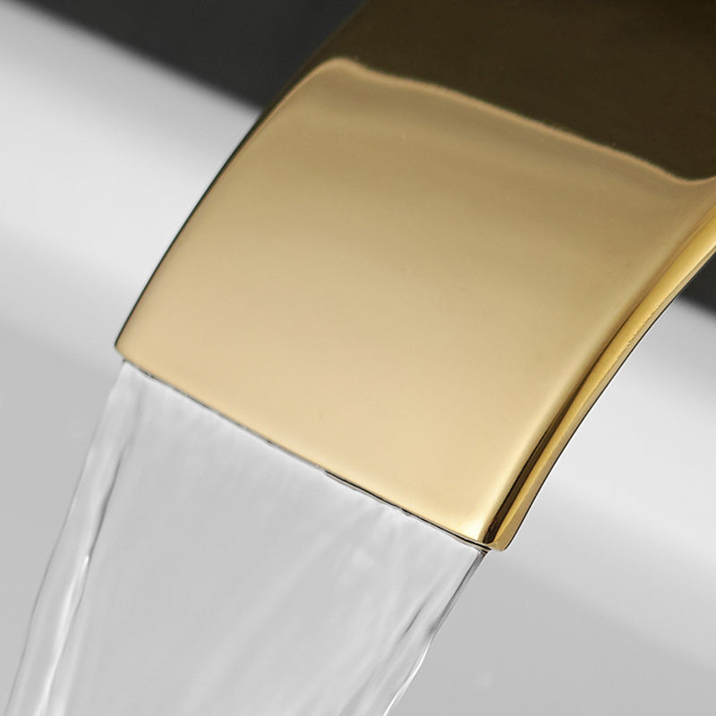 Waterfall Spout Vessel Sink Faucet Lever Handle Square Vessel Faucet
