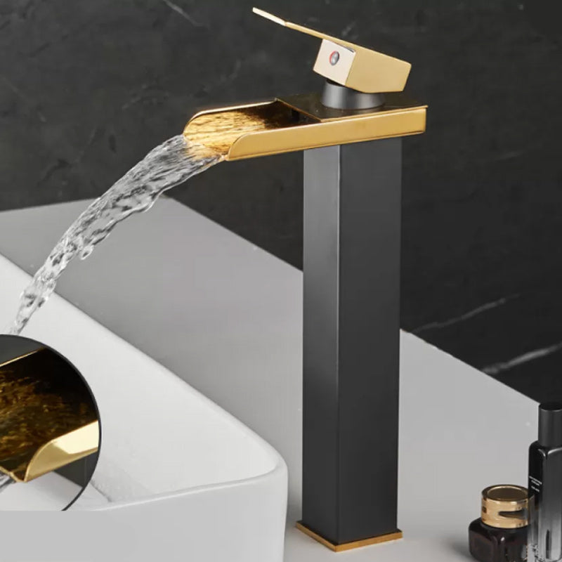 Waterfall Spout Vessel Sink Faucet Lever Handle Square Vessel Faucet