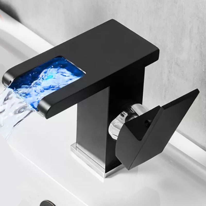 Waterfall Spout Vessel Sink Faucet Lever Handle Square Vessel Faucet
