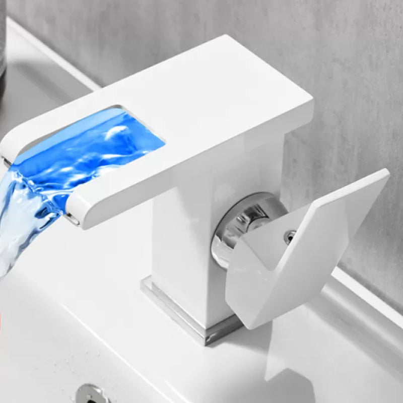 Waterfall Spout Vessel Sink Faucet Lever Handle Square Vessel Faucet