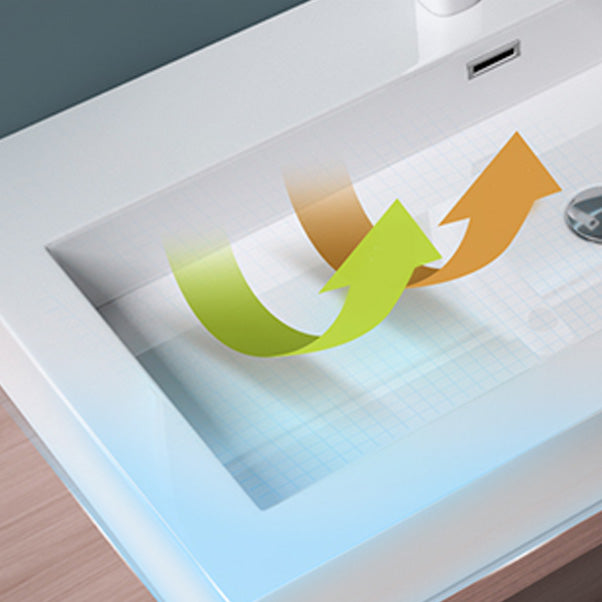 Modern Bathroom Sink Man Made Rock Rectangular Vessel Bathroom Sink with Pop-Up Drain