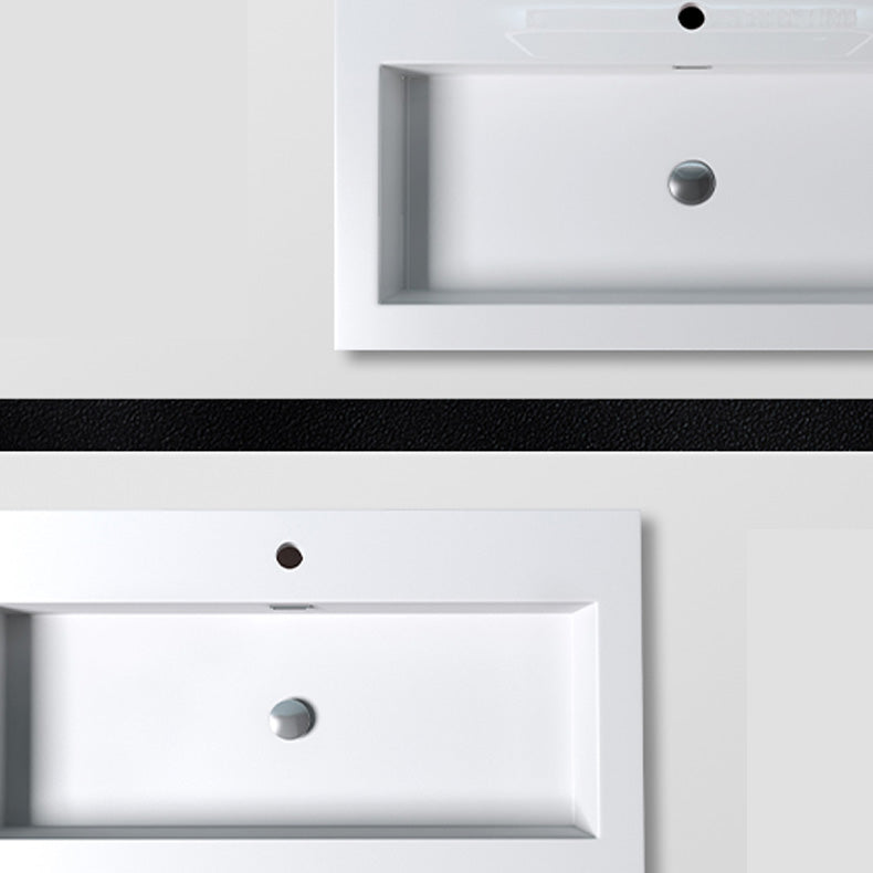 Modern Bathroom Sink Man Made Rock Rectangular Vessel Bathroom Sink with Pop-Up Drain