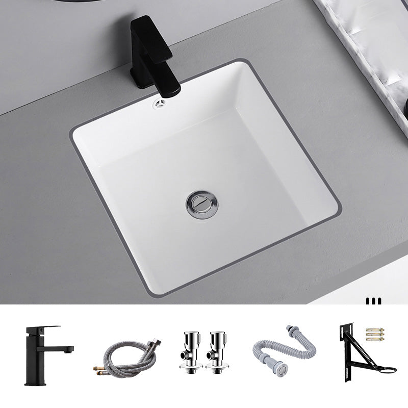 Undermount Bathroom Sink Square Overflow Drain Assemble Sink with Faucet