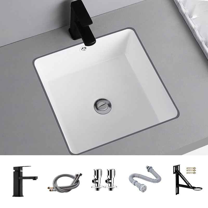 Undermount Bathroom Sink Square Overflow Drain Assemble Sink with Faucet