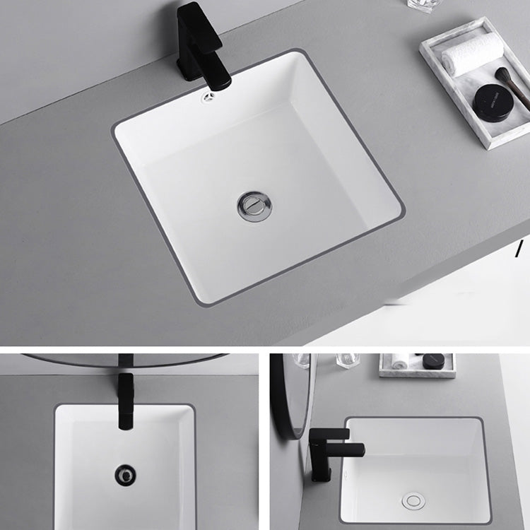 Undermount Bathroom Sink Square Overflow Drain Assemble Sink with Faucet