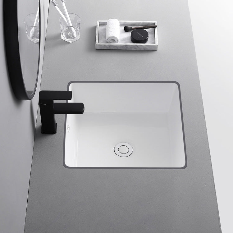 Undermount Bathroom Sink Square Overflow Drain Assemble Sink with Faucet