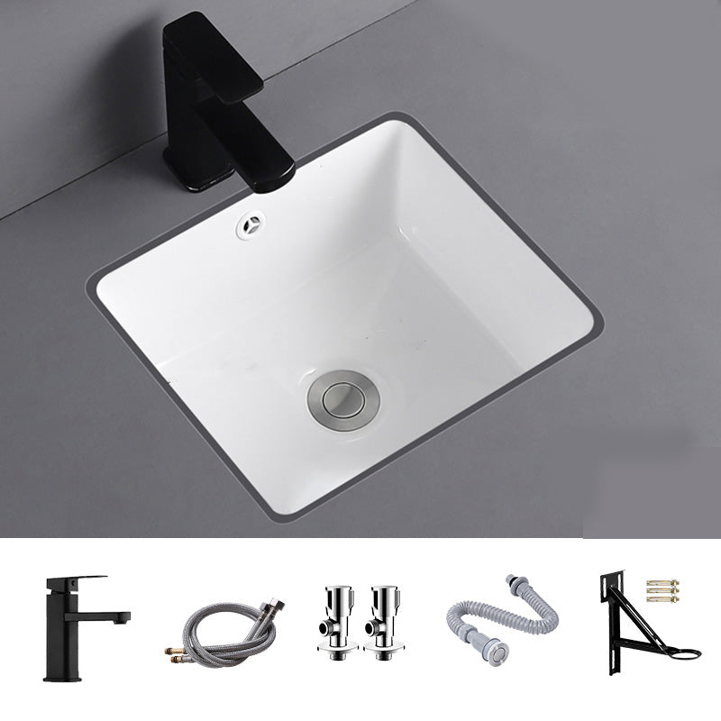 Undermount Bathroom Sink Square Overflow Drain Assemble Sink with Faucet