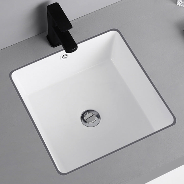 Undermount Bathroom Sink Square Overflow Drain Assemble Sink with Faucet