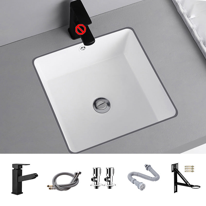 Undermount Bathroom Sink Square Overflow Drain Assemble Sink with Faucet