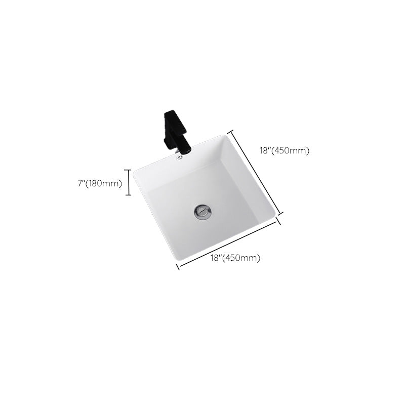 Undermount Bathroom Sink Square Overflow Drain Assemble Sink with Faucet