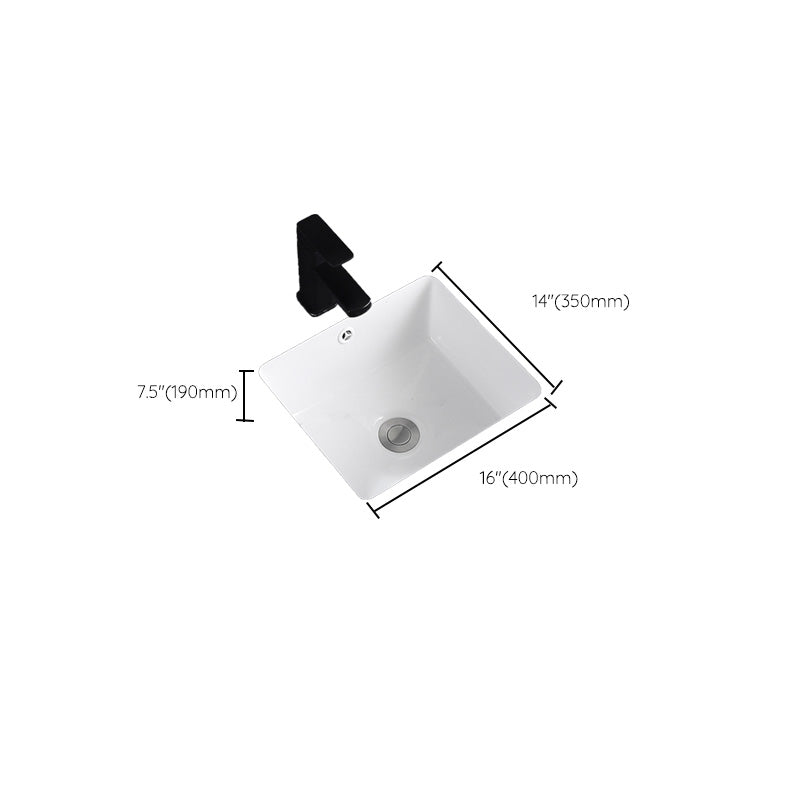 Undermount Bathroom Sink Square Overflow Drain Assemble Sink with Faucet