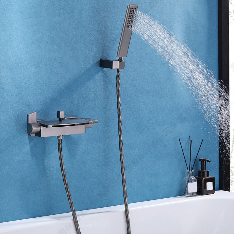 Modern Tub Faucet Trim Copper with Handheld Shower Wall Mount Bath Filler