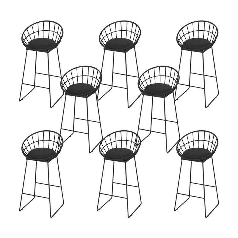 Glam Low Back Bar Stools Metal Dining Stools with Metal Base