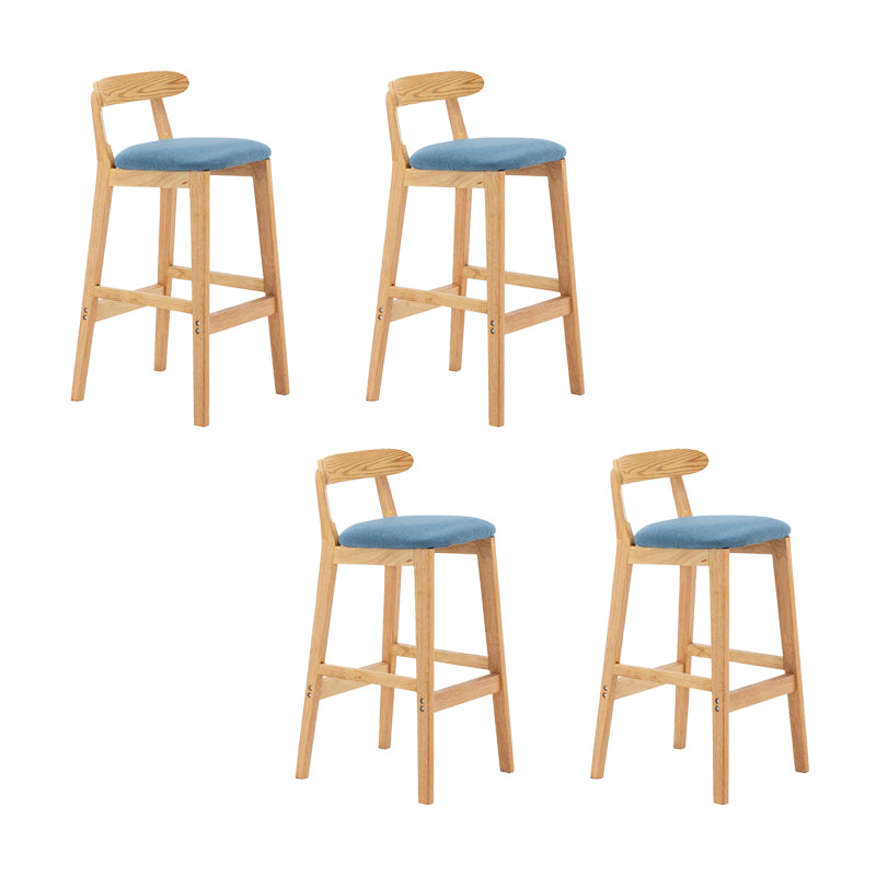 Upholstered Indoor Bar Stool Nordic Solid Wood Bar Stools with Natural Base
