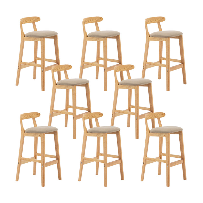 Upholstered Indoor Bar Stool Nordic Solid Wood Bar Stools with Natural Base