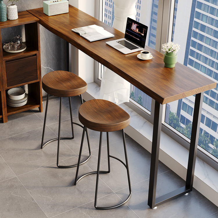 Modern Rectangle Wood Bar Table Metal Base for Milk Tea Shop