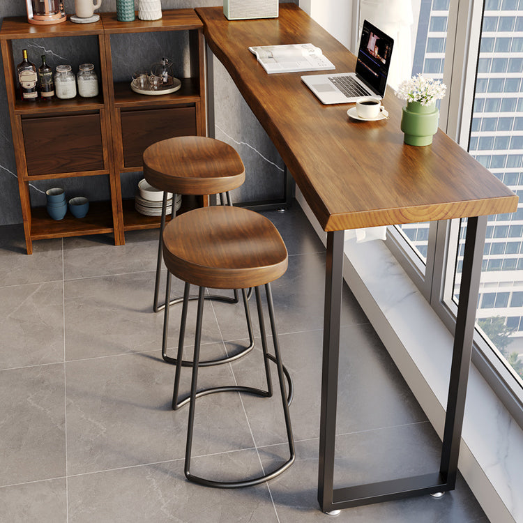 Modern Rectangle Wood Bar Table Metal Base for Milk Tea Shop