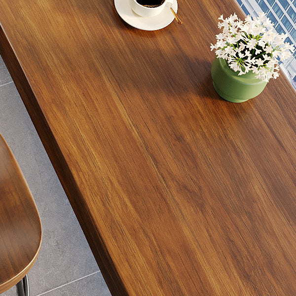 Modern Rectangle Wood Bar Table Metal Base for Milk Tea Shop