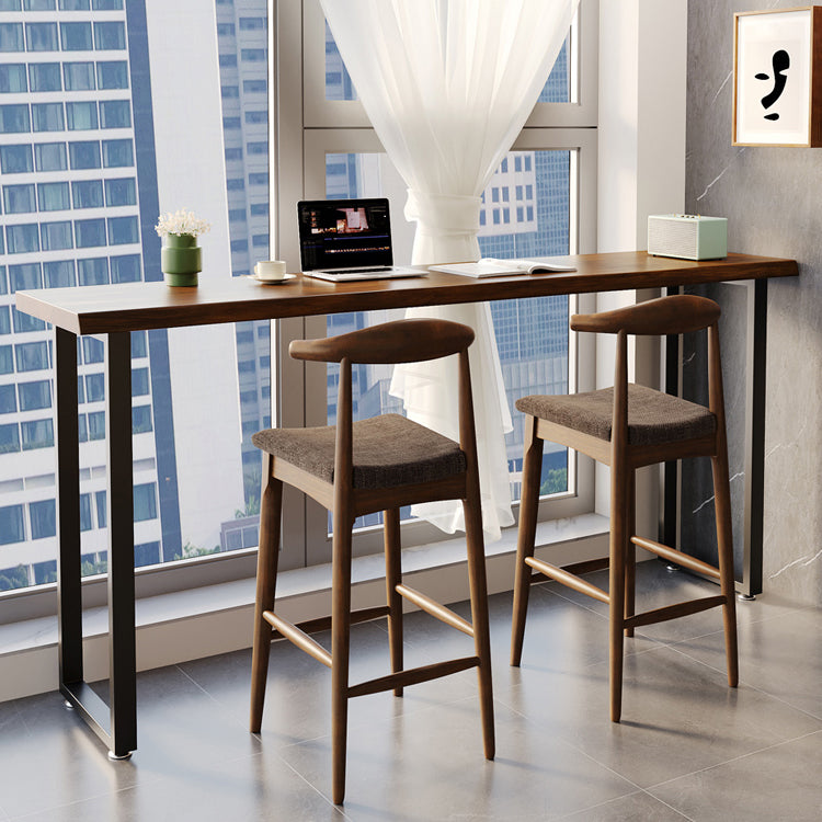 Modern Rectangle Wood Bar Table Metal Base for Milk Tea Shop