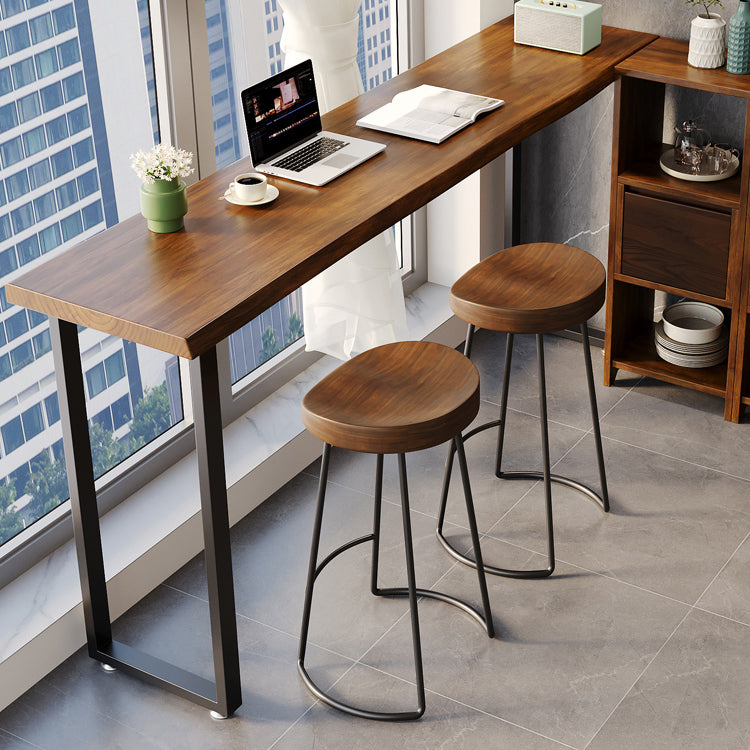 Modern Rectangle Wood Bar Table Metal Base for Milk Tea Shop