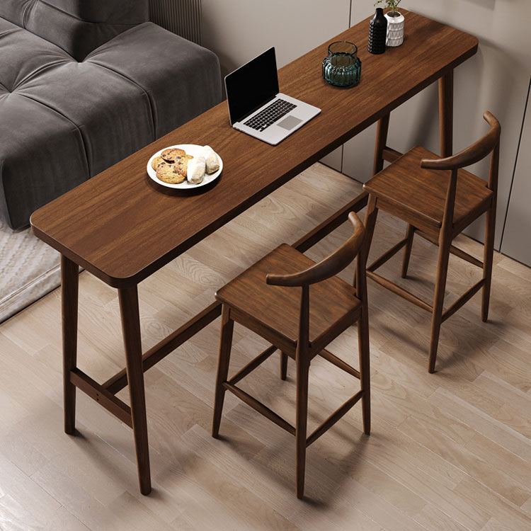 Rectangle Indoor Bar Dining Table Solid Wood Bar Stool Table
