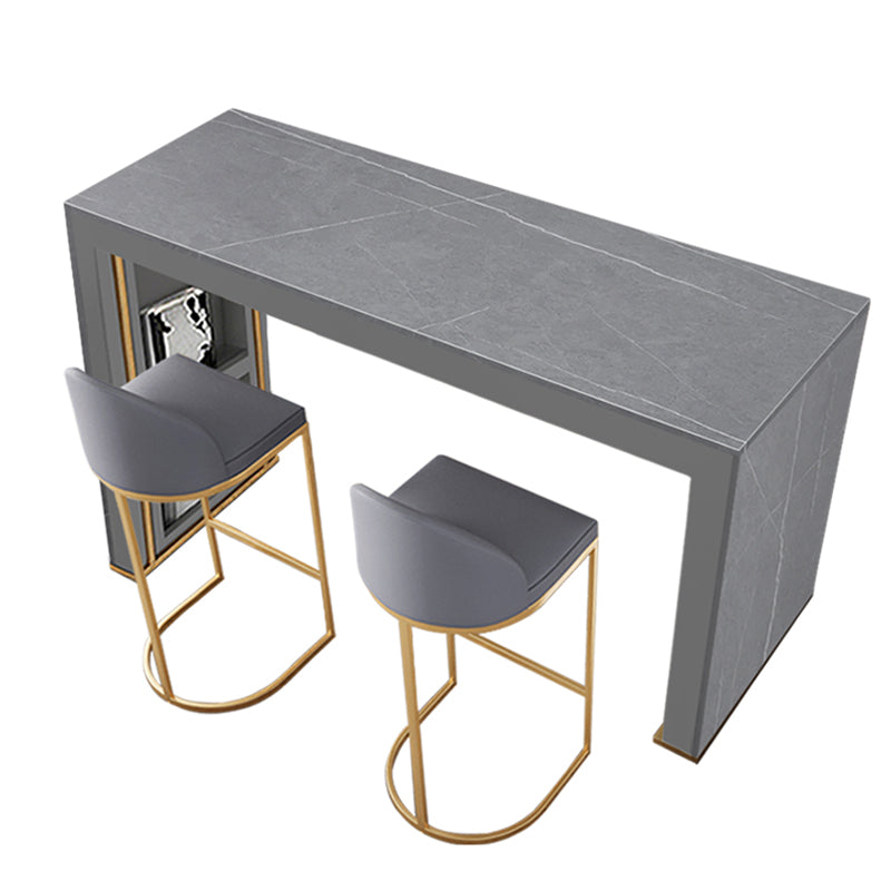 Modern Rectangle Stone Counter Table 1/3 Pieces Bar Table Set for Kitchen