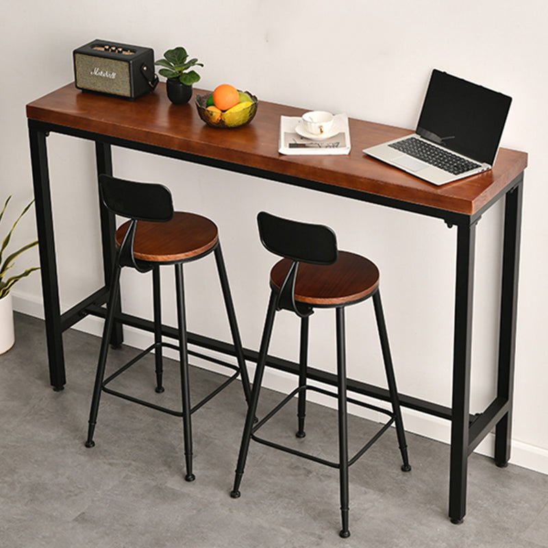 Solid Wood Top Bar Table Set 1/3/5 Pcs Iron Frame Bar Table and Stools