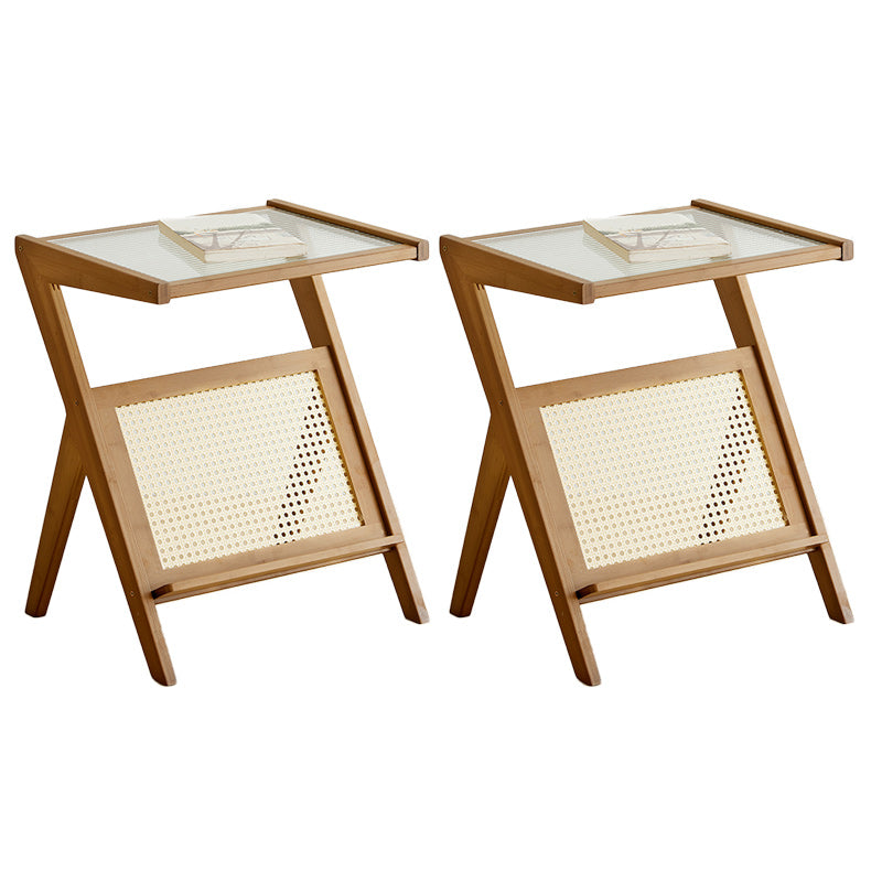 14" Wide Contemporary Corner Table Clear Rectangular Side Table