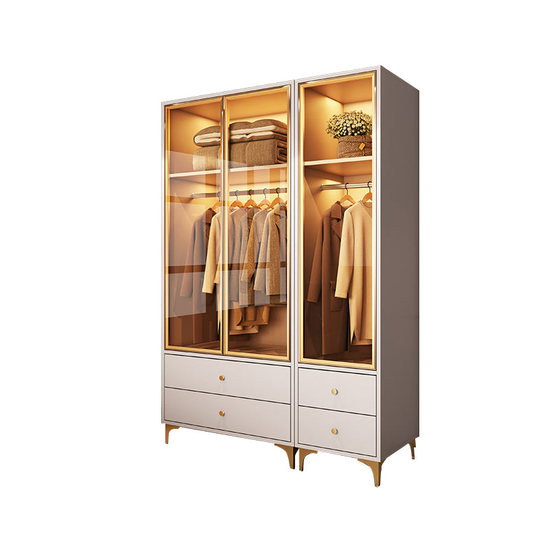 Wood Clear Coat Locker with Drawer, Modern Wooden Kid's Wardrobe
