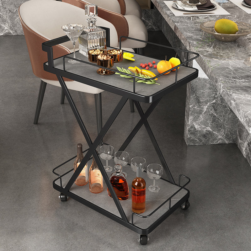 Modern Open Storage Kitchen Trolley Rectangle Dining Room Prep Table