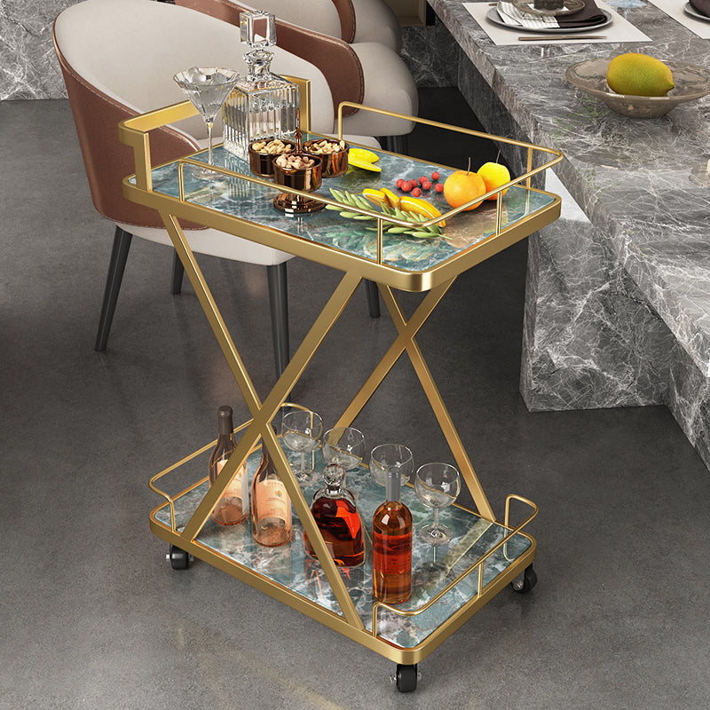 Modern Open Storage Kitchen Trolley Rectangle Dining Room Prep Table