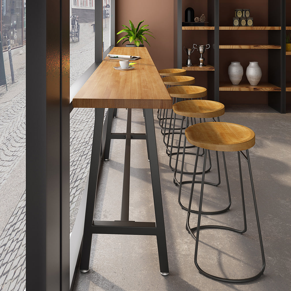 Contemporary Indoor Bar Dining Table Metal and Wood Bar Stool Table