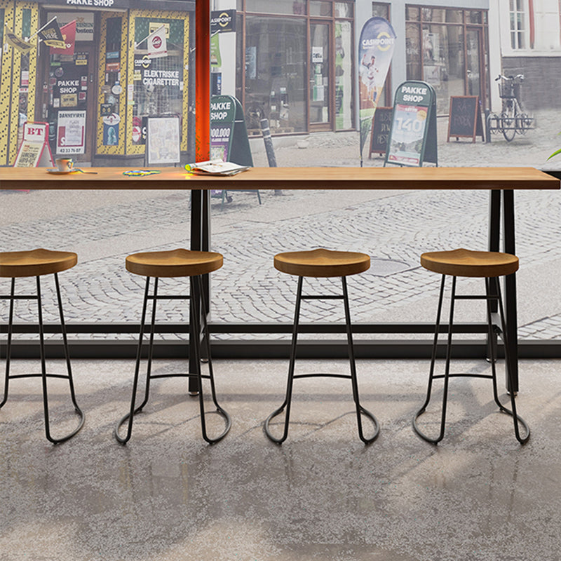 Contemporary Indoor Bar Dining Table Metal and Wood Bar Stool Table