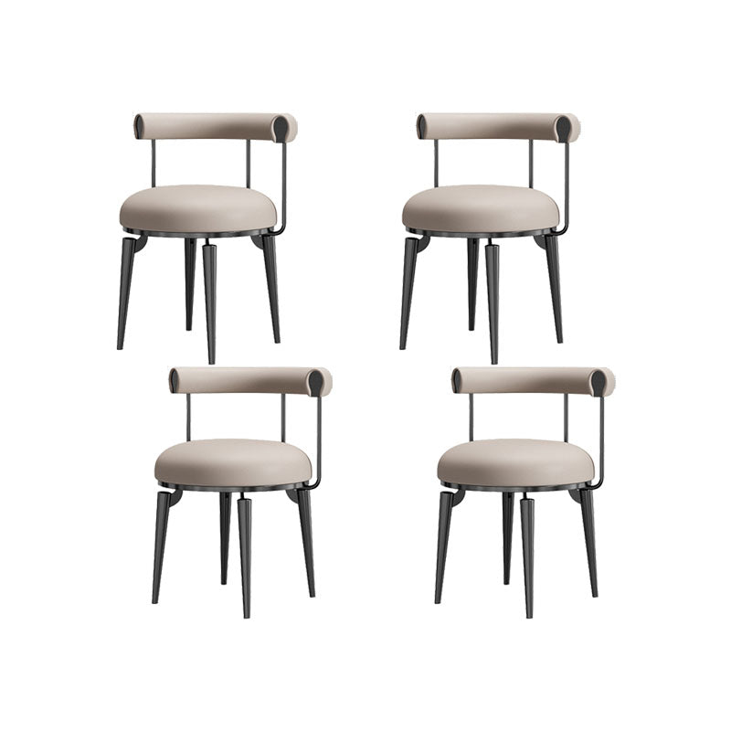 Upholstered Arm Chair Glam Style Open Back Dining Chairs with Metal Legs