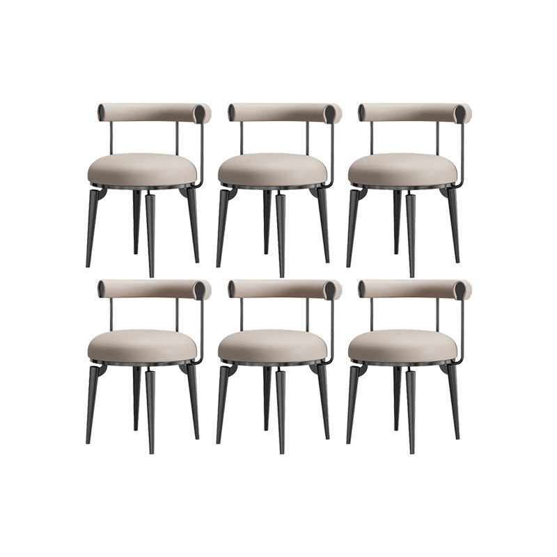 Upholstered Arm Chair Glam Style Open Back Dining Chairs with Metal Legs